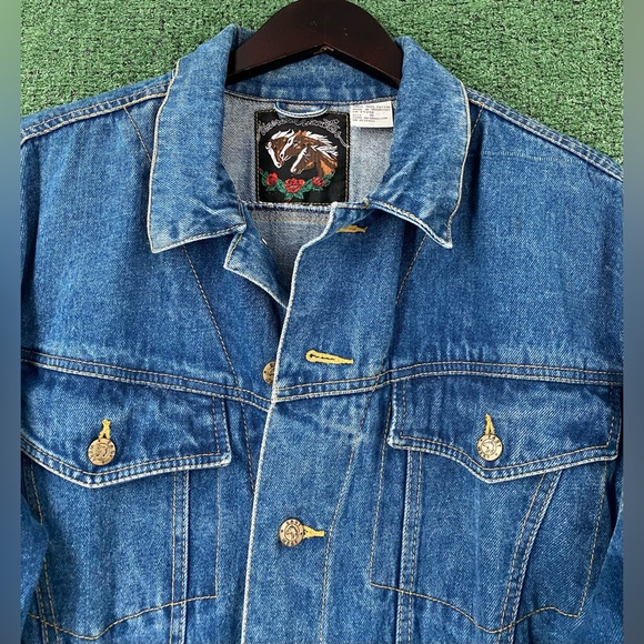 VTG 90’s American Beauties Denim Jean Clenched Waist Long Jacket Women’s Small - Picture 3 of 10